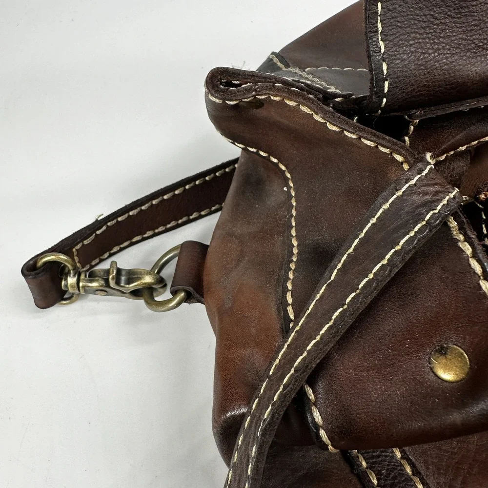 JEAN SHOP Leather Satchel Bag Distressed Large Messenger Tote New York